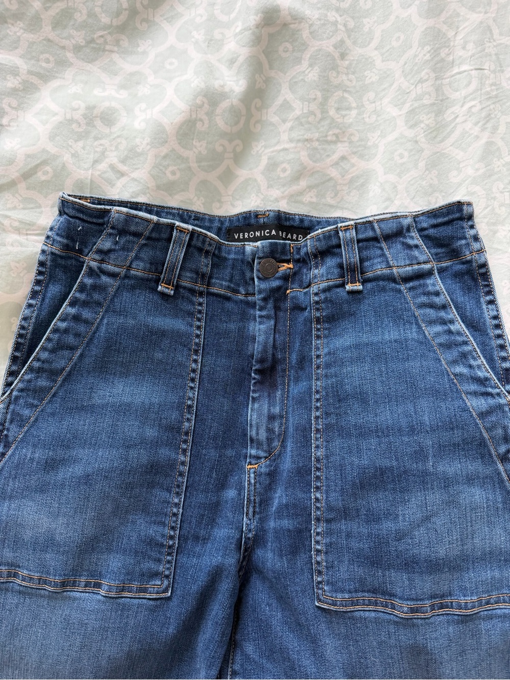 Veronica Beard Dark Indigo Front-Pocket High-Rise Jeans